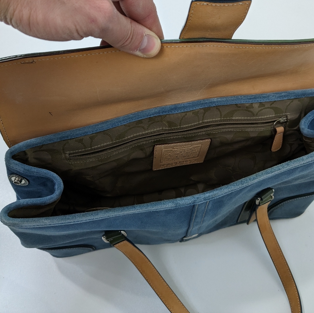 Vintage Coach Blue and Green Suede Bag - Picture 5 of 7